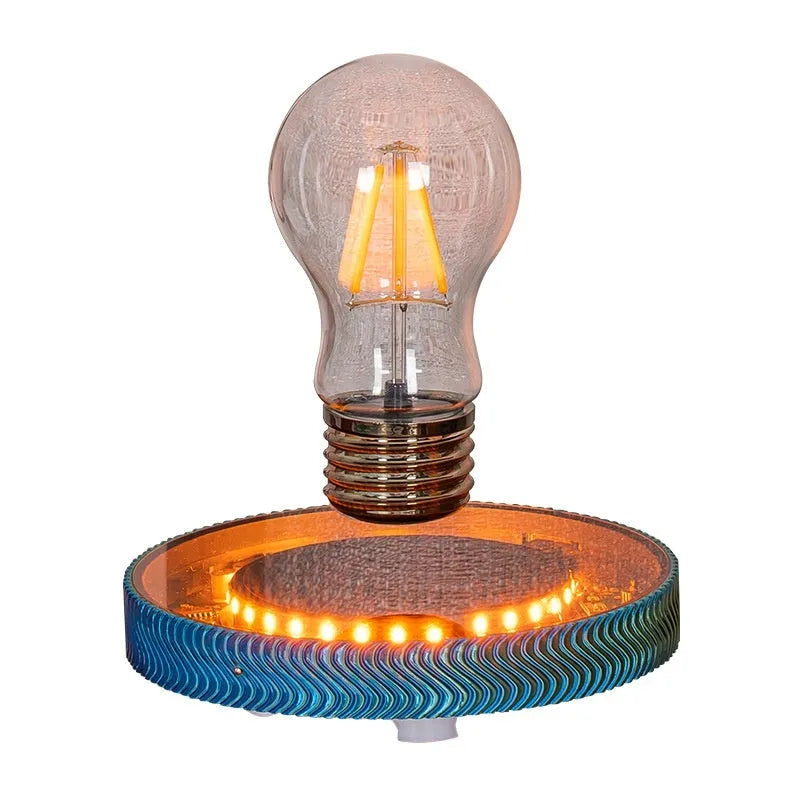 3D printed magnetic suspension night lamp showing moon, Saturn, and bulb design options.