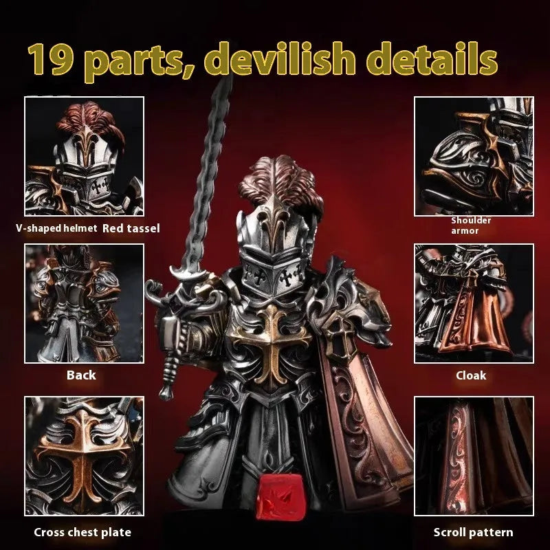 Paladin National Style copper ornament set with holy sword, divine shield, and crusader figure on display