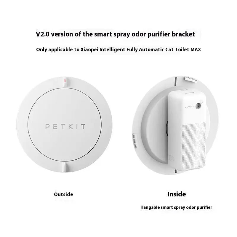Xiaopei smart spray pet odour removal machine with external mounting bracket and purification liquids.
