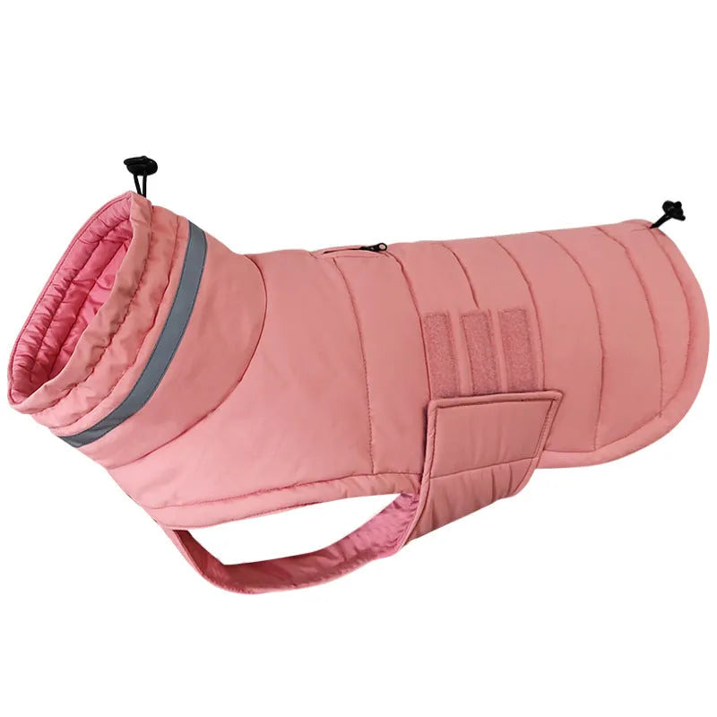 Dog trench coat cold-proof rain-proof in Gray Pink Red, sizes S XL, with bust and back length measurements