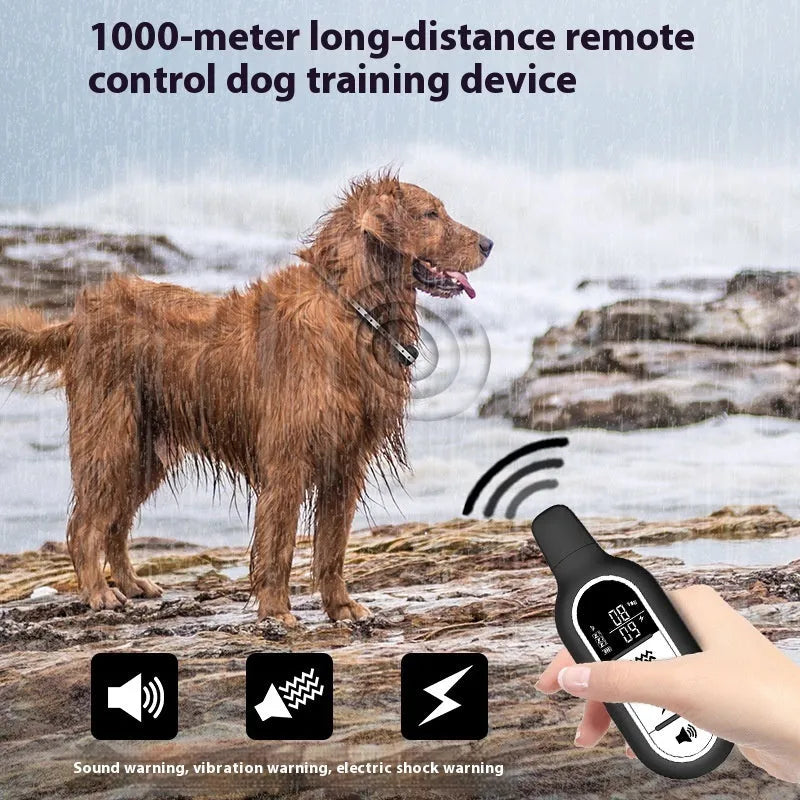 Black waterproof remote control dog training collar with ABS receiver and nylon or TPU strap