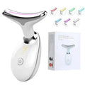 Black and silver EMS thermal neck lifting massager with LED lights for skin tightening and wrinkle reduction.