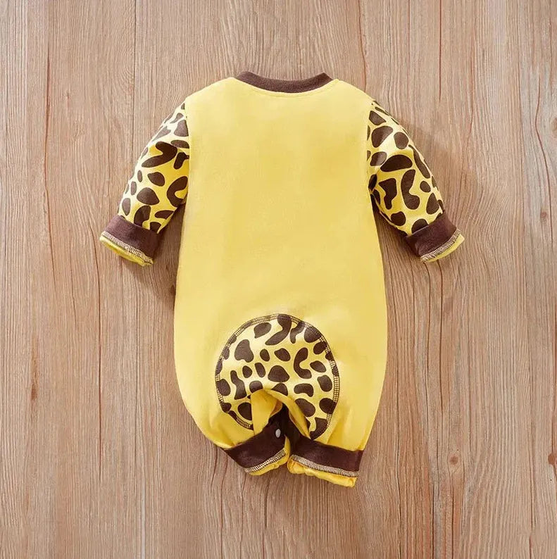 Cotton baby rompers jumpsuit in 585 Cow Cotton colour with long climbing style and front closure