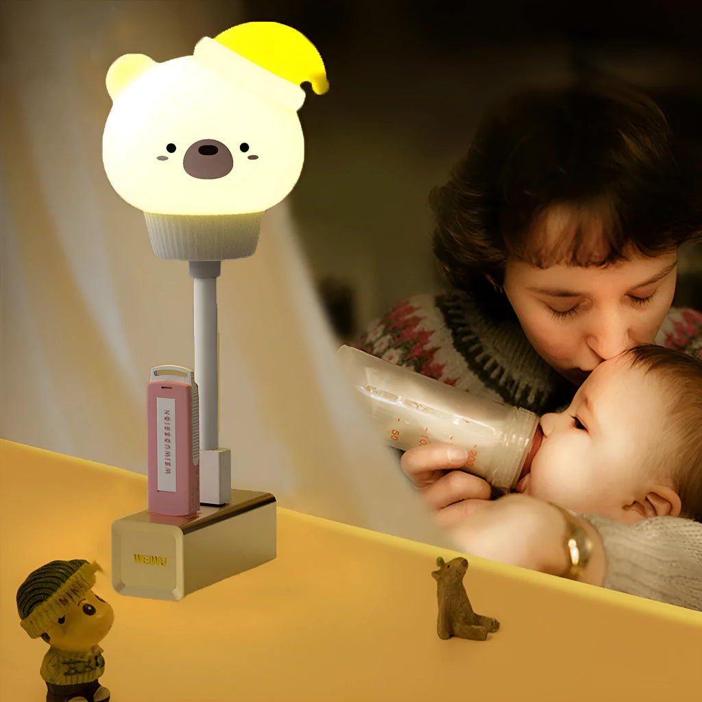 USB portable LED night light with cartoon bear rabbit duck designs and remote control