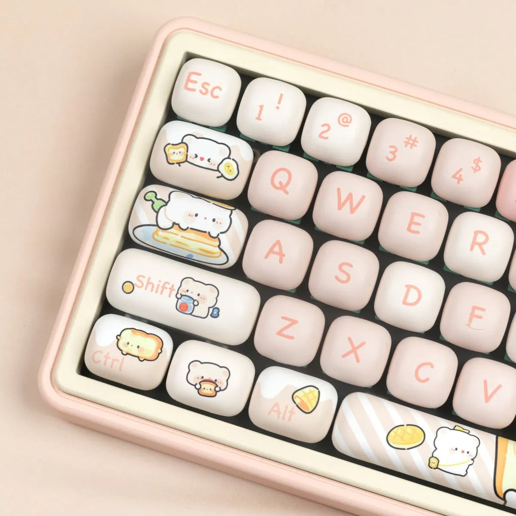 MOG steamed bread bear theme PBT key cap set with colourful thermal sublimation printing