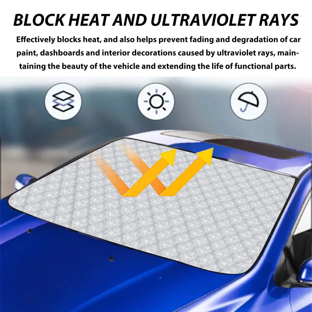 Car windshield aluminium film frost cover measuring 140x95cm with nylon and aluminium film construction