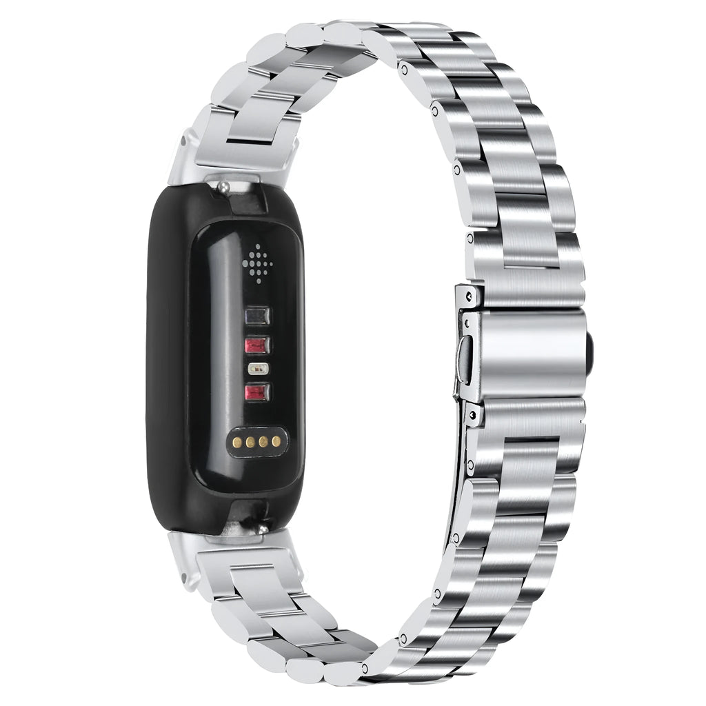 Inspire3 smartwatch stainless steel strap with three-beads design in multiple colour options