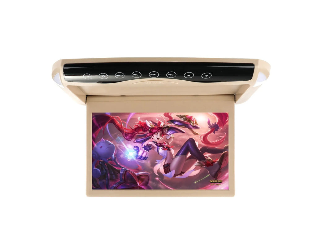 10.1 inch car ceiling monitor with HD TFT screen and dome lights in beige colour