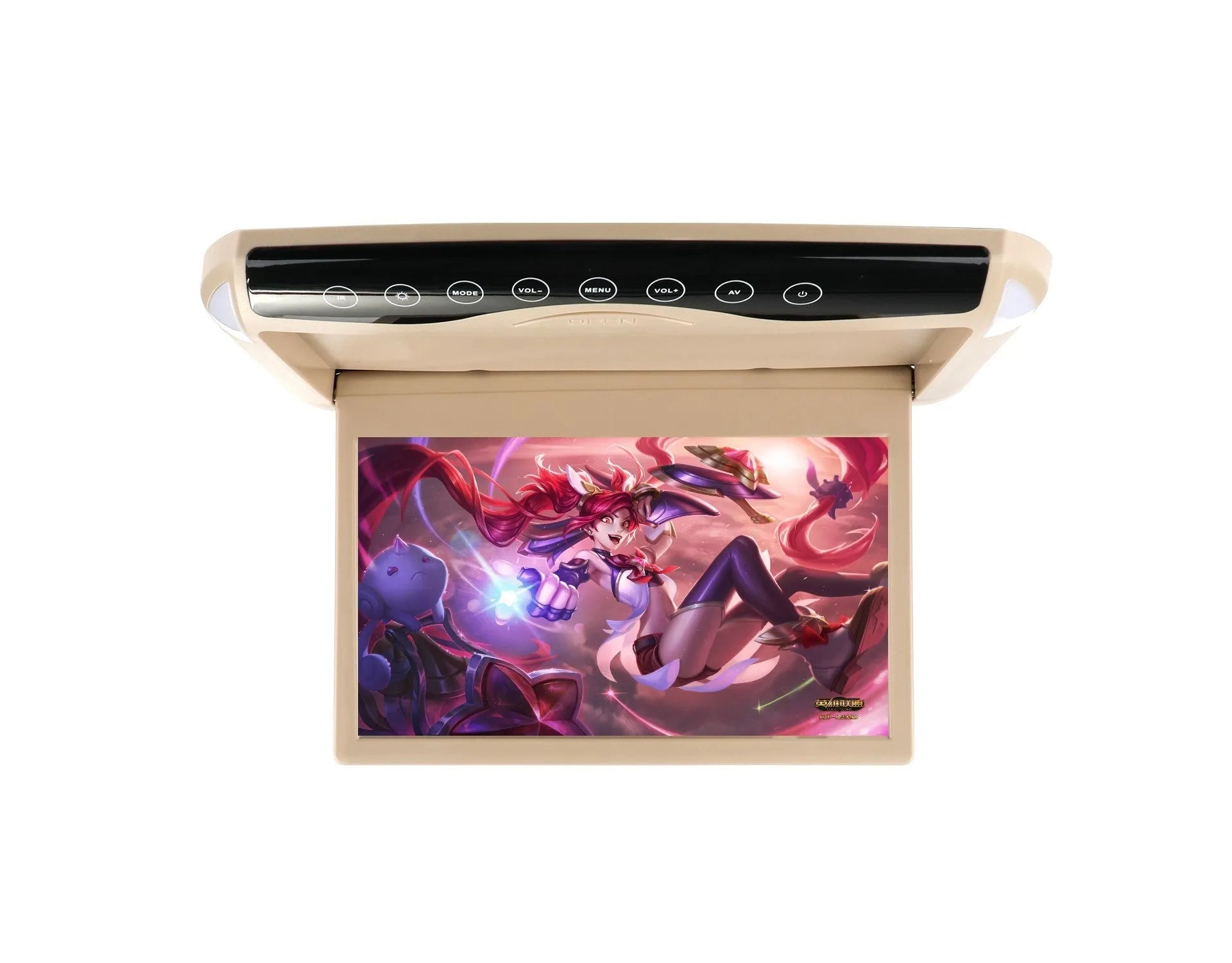 10.1 inch car ceiling monitor with HD TFT screen and dome lights in beige colour