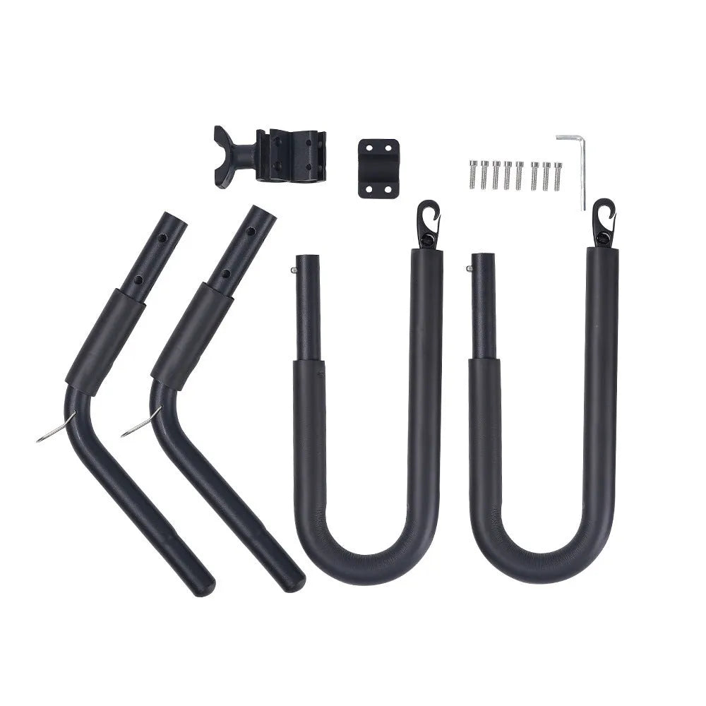 Black aluminium wall hanger bracket for one surfboard or bicycle, single alloy frame, 1.45kg stated weight