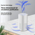 Mini car air purifier in black or white with USB cable for small space smoke and dust removal