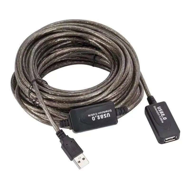 5m USB male to female extension cable with chip, copper wire and transparent black finish