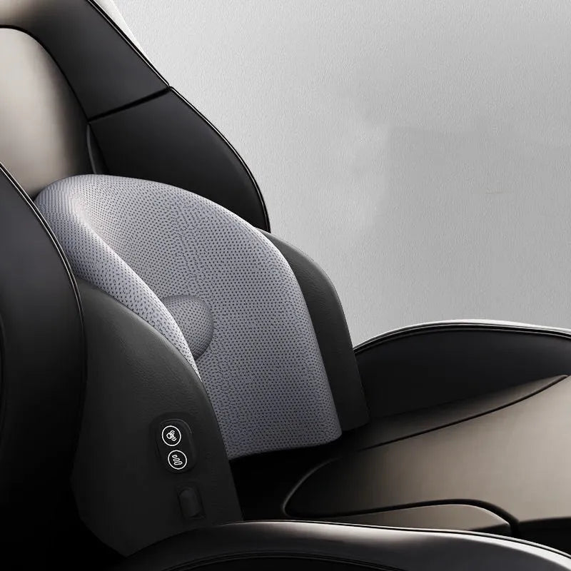 Memory cotton car massage cushion on a car seat in classic black colour.