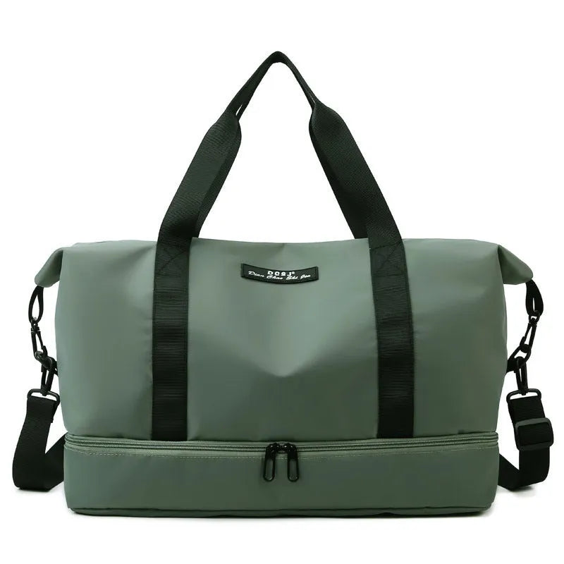 Women's large capacity travel duffle bag with separate shoes compartment, waterproof Oxford cloth, available in multiple colours