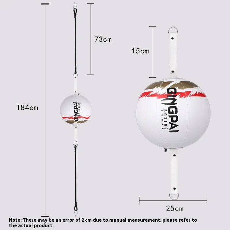 A black, black and green, or white PU leather hanging boxing speed ball for reaction training.