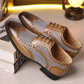 Men's black houndstooth pattern casual lace-up shoes with a square toe and rubber sole.