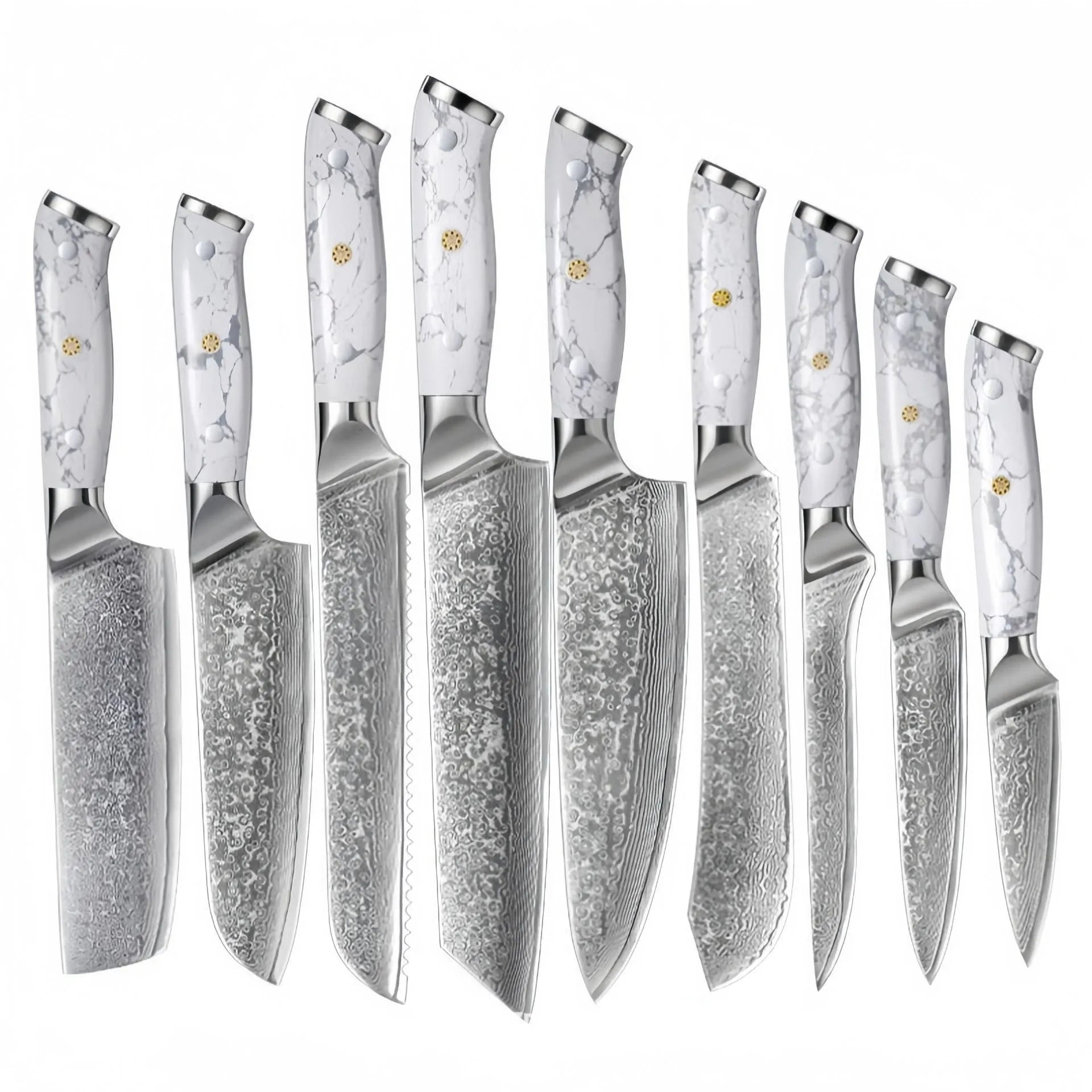 Damascus pattern VG10 steel chef knife with 21cm blade and modern handle