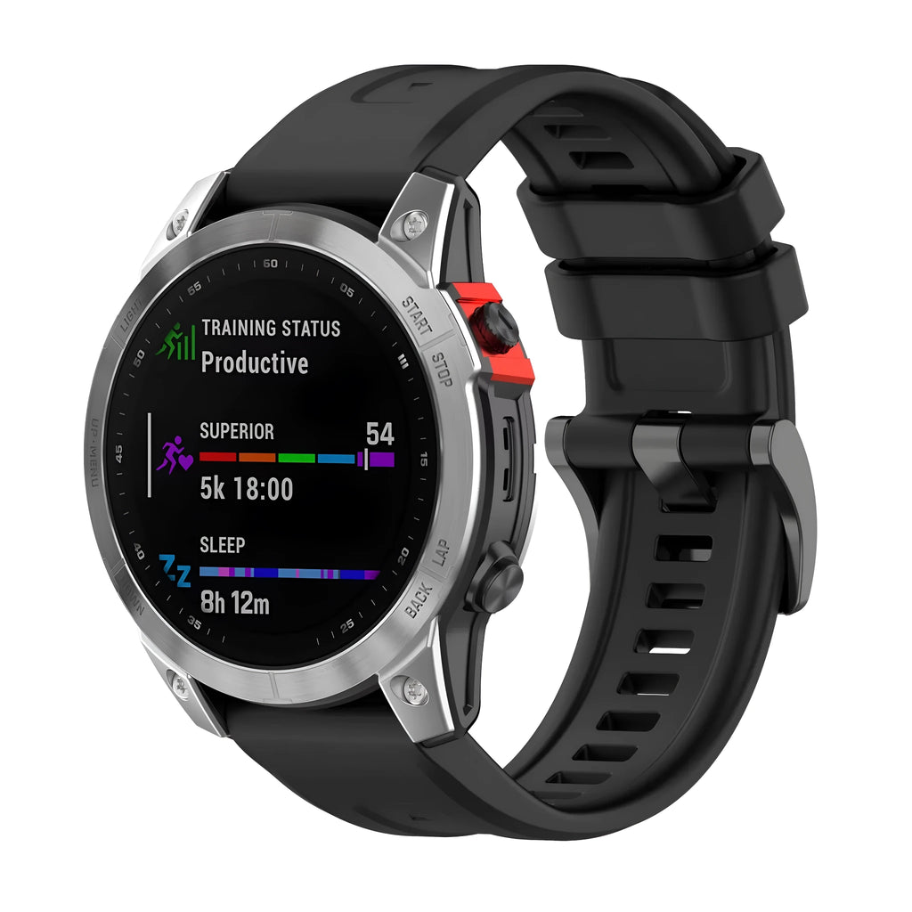 Silicone quick release replacement watch strap for Garmin Fenix 7 in multiple colour options