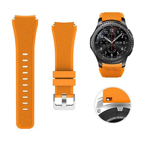 Silicone sports watch strap for S3 Twill smartwatch showing multiple colour options