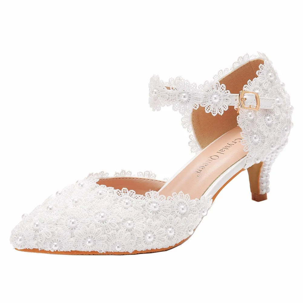 Pointed toe low heel sandals for women in white artificial PU with stiletto heel