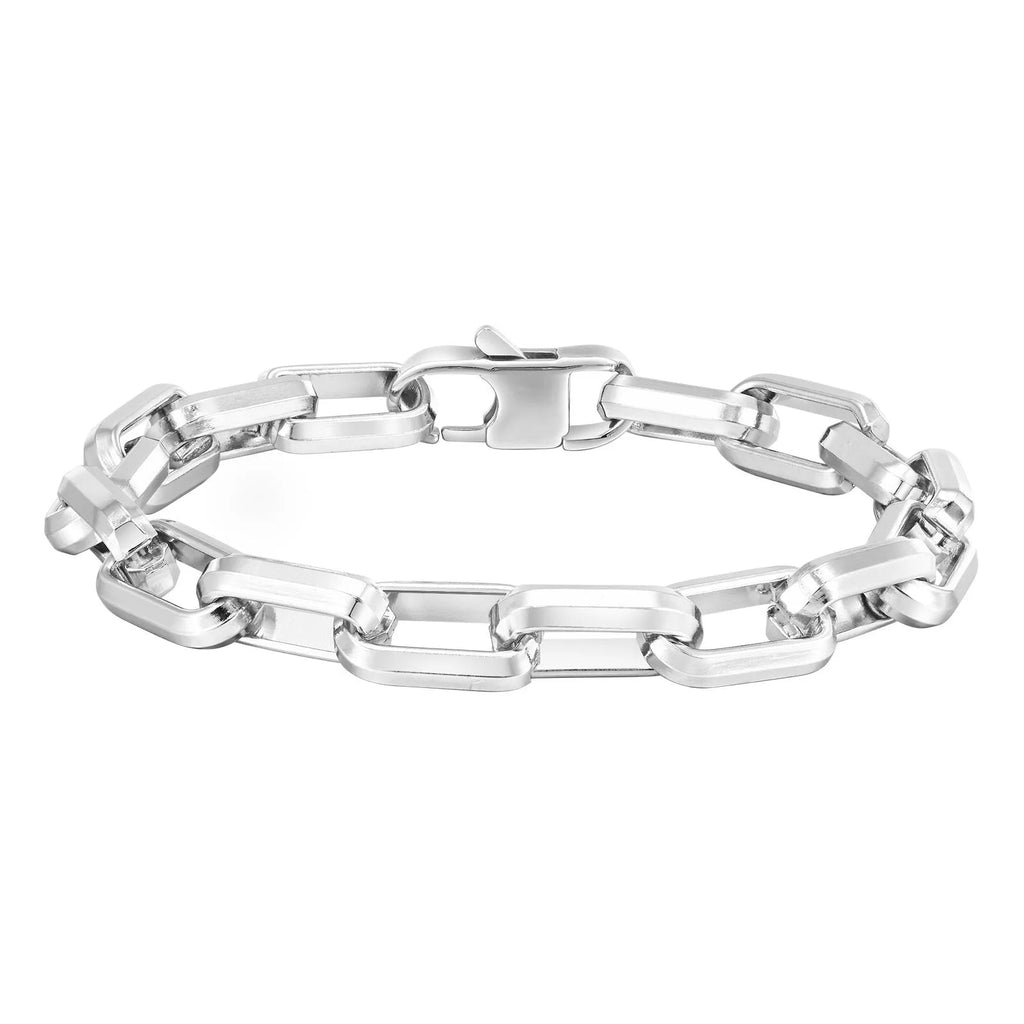 Simple square chain stainless steel bracelet for men in gold colour.