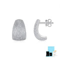 Geometric sterling silver ear studs with moissanite design in white colour