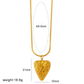 Stainless steel necklace with a detailed red apple enamel pendant on a silver chain.