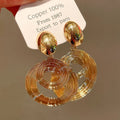 Retro circle exaggerated earrings for women gold silver alloy geometric 5.5 x 3.3 cm