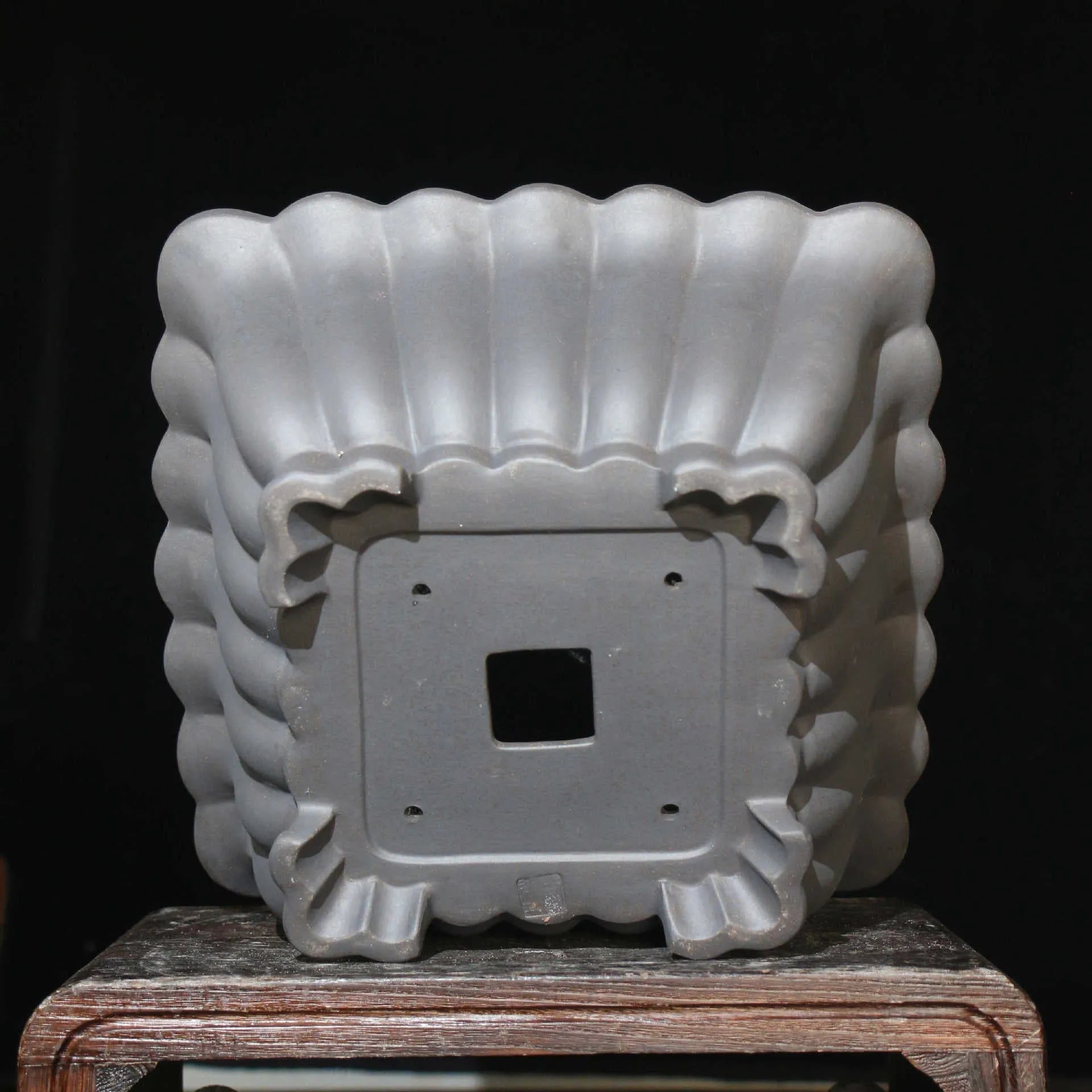 Purple sand ceramic square bonsai pot with du Xiliang colour finish, 37cm diameter classical desktop planter