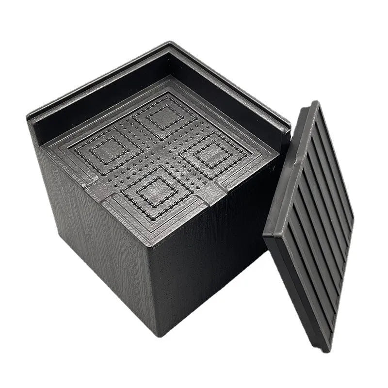 Four black thickened plastic furniture foot mats for raising sofa and bed height
