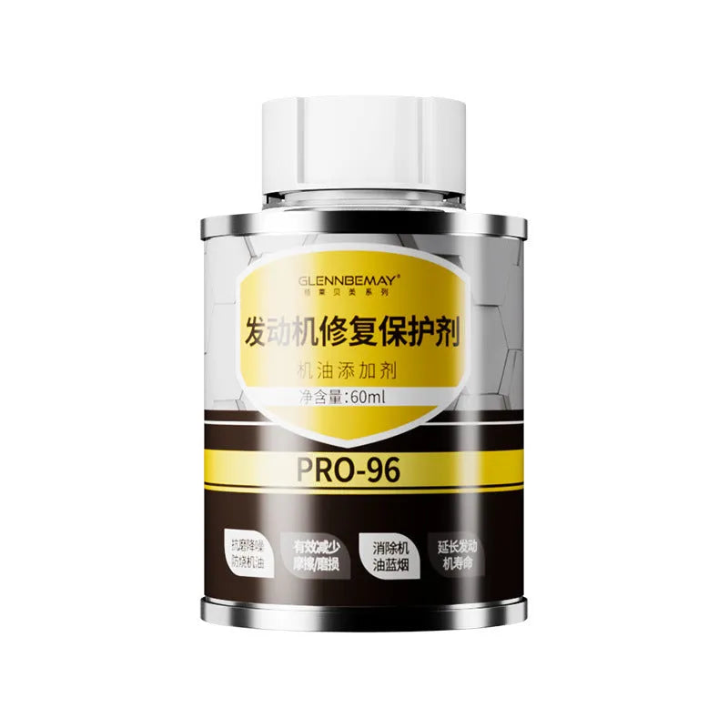 White 60ml container of engine anti-wear additive for automotive repair and protection