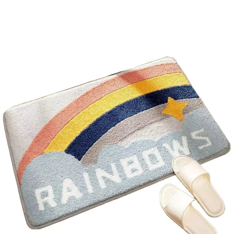 Cashmere floor mat with plastic bottom, printed Sky And Sea pattern, 40 x 60 cm