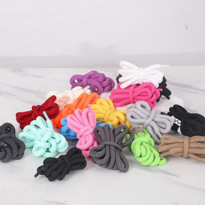 Flat oval shoelace adapter rope in various colours, showing 1.0cm width and length options for shoes and sweatshirts.
