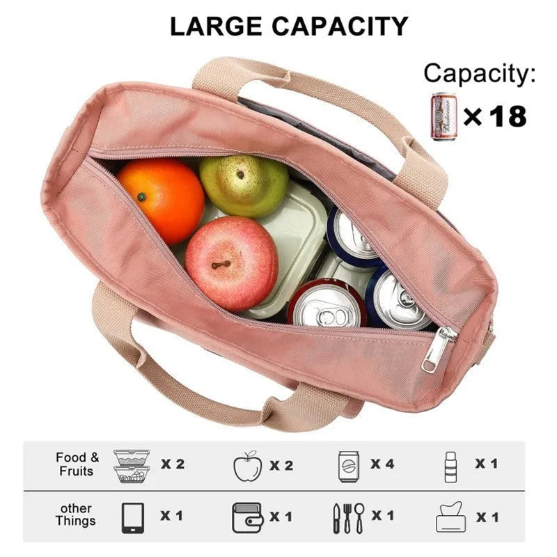 Portable cube-shaped Oxford cloth picnic bag with a removable shoulder strap and side pocket.