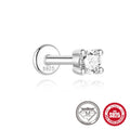925 sterling silver geometric petal diamond stud earrings showing nose ring, triangle and circular styles