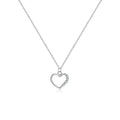 S925 sterling silver hollow heart pendant necklace with regular chain, available in white gold or 18K gold finish.