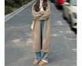 Women's loose dark grey thick knitted chenille cardigan with long sleeves