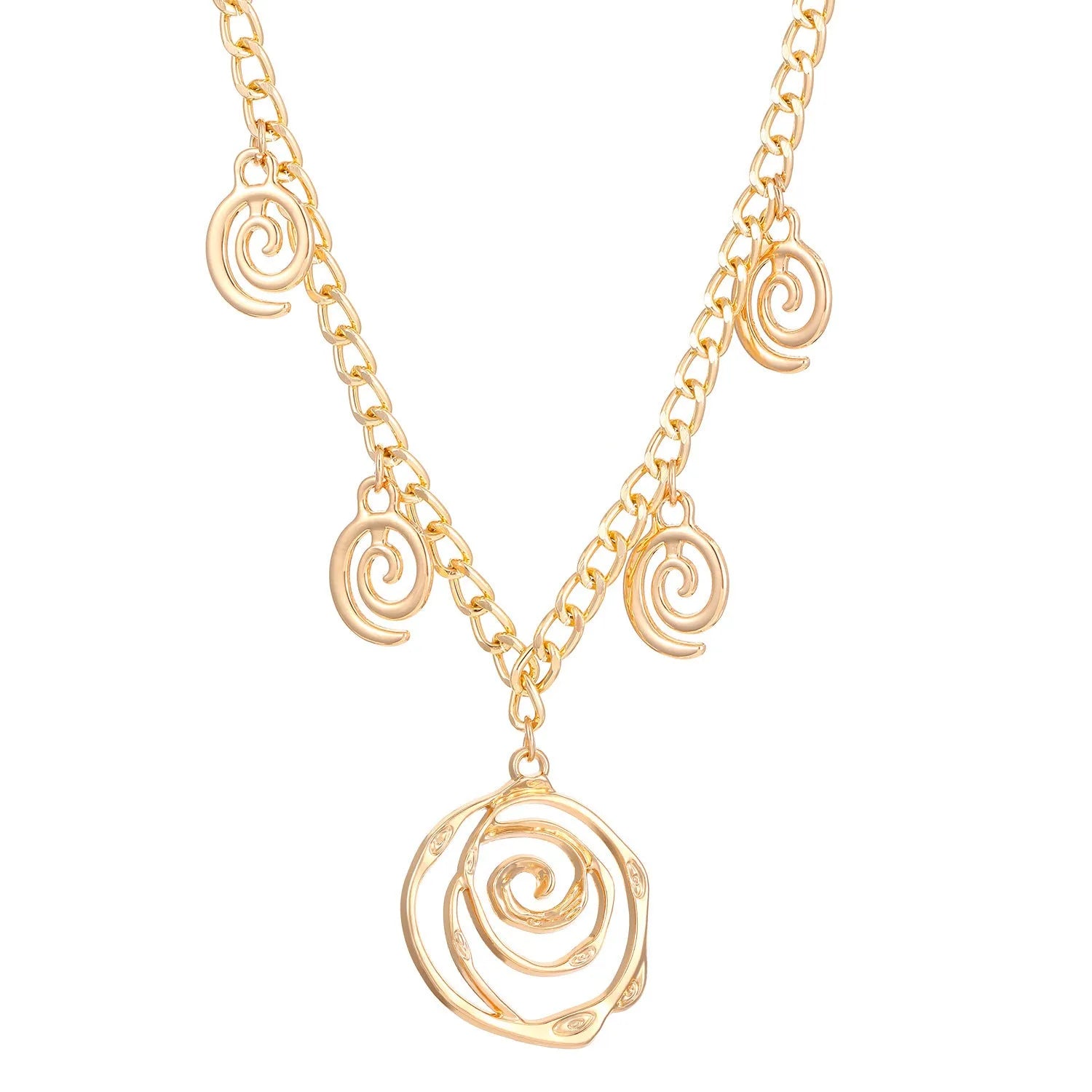 Spiral donut women's jewellery set showing necklace, bracelet, and earrings with geometry circle design