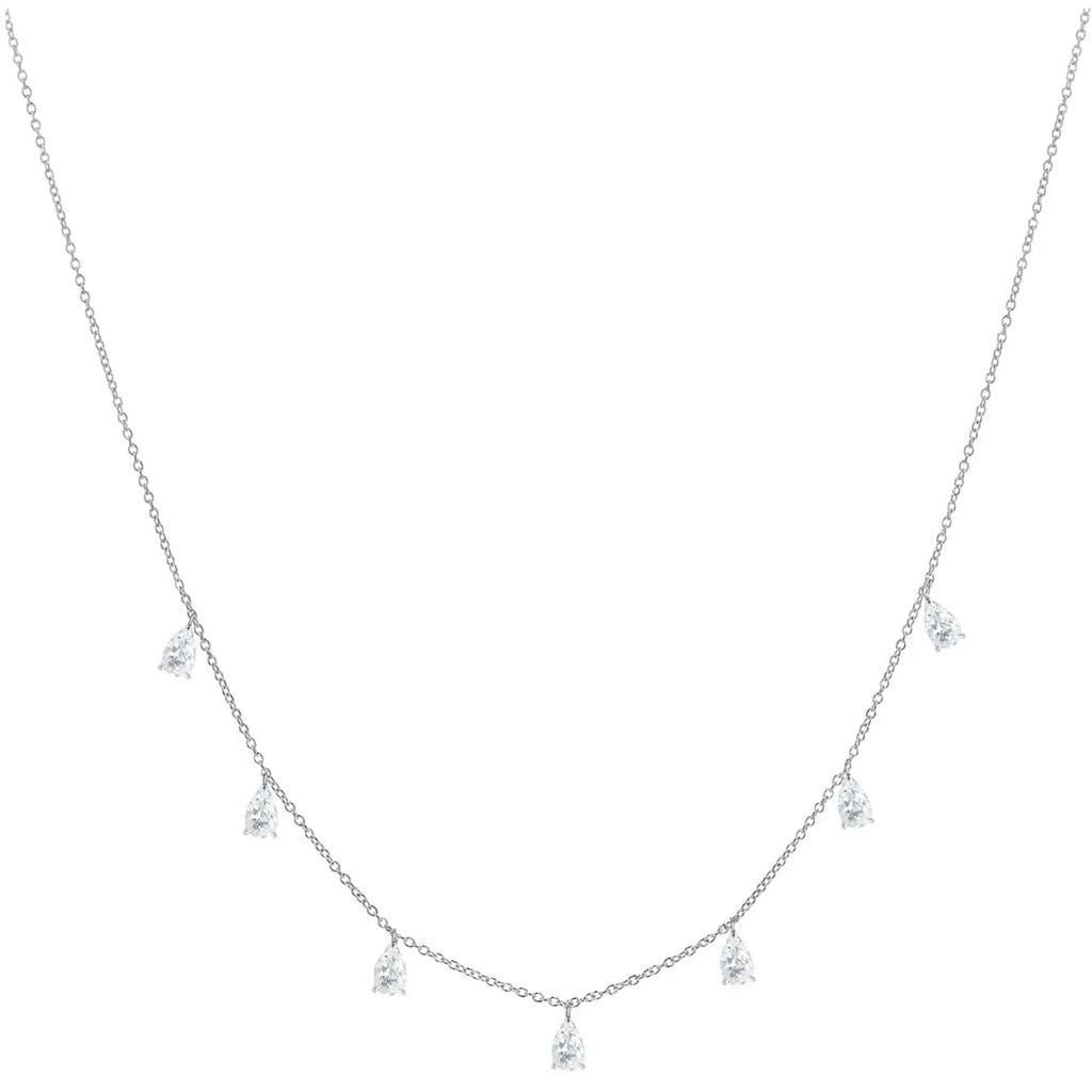 Gentle drop-shaped artificial zircon pendant on a 925 silver O-chain necklace in rose gold finish.