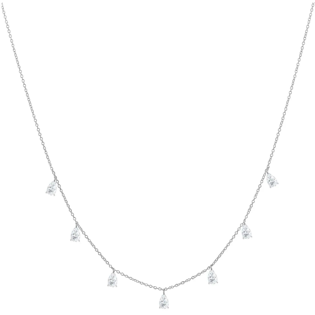Gentle drop-shaped artificial zircon pendant on a 925 silver O-chain necklace in rose gold finish.