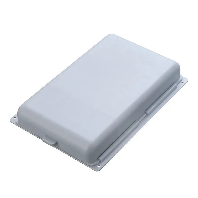 Plastic adhesive under-desk storage drawer with cover, shown in various colours and sizes.