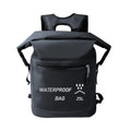 Black 25 litre waterproof backpack for outdoor swimming and rafting