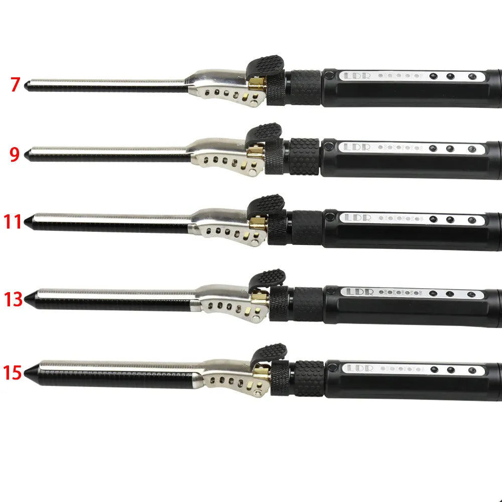 Small black 7mm rotatable clip hair curler with wired power cord