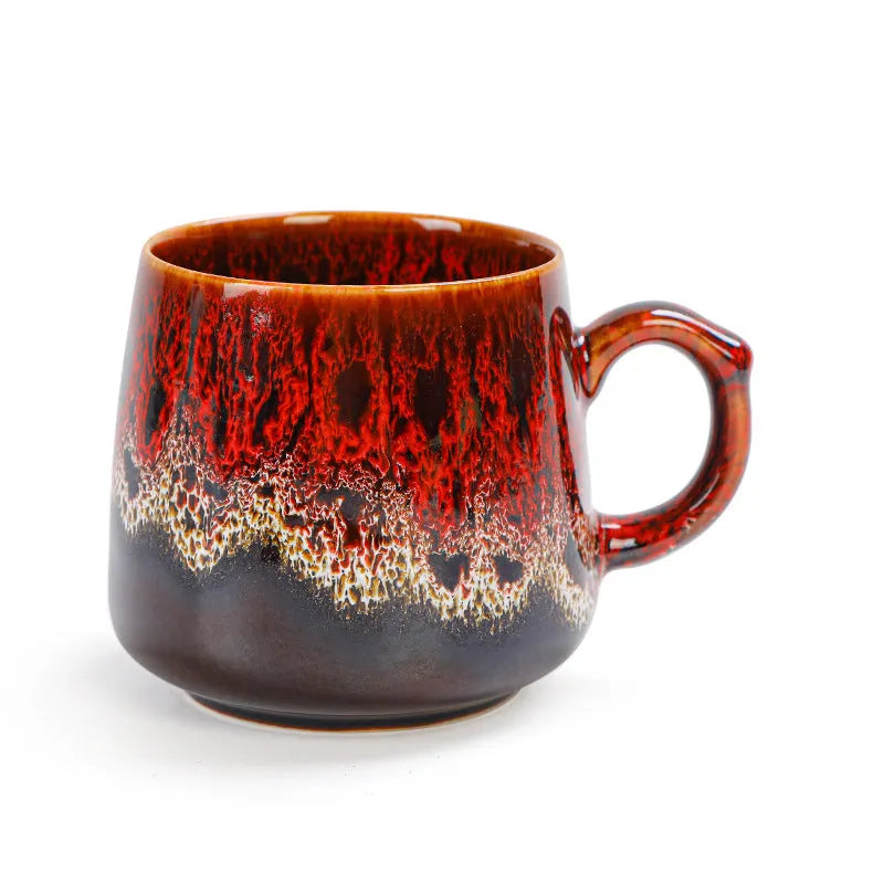 Large capacity retro style coffee mug measuring 8.5cm tall with 8cm diameter in mild luxury design