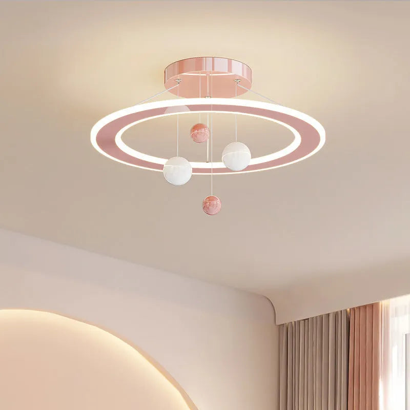 Modern children's bedroom chandelier creative lamp in modern simplicity style with pink or white light options