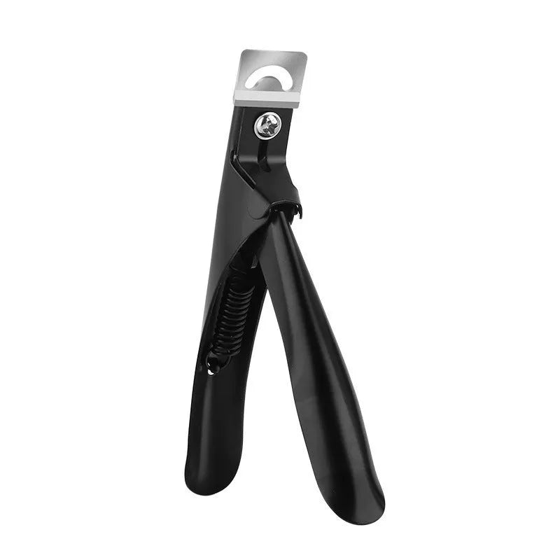 Stainless steel French U-shaped nail art scissors in black, titanium, or silver finish.