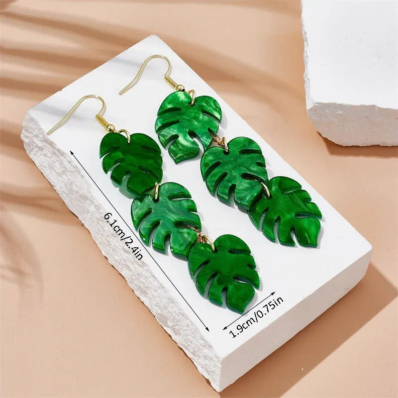 Acrylic drop earrings with coconut design on alloy hook in one of five colour styles.
