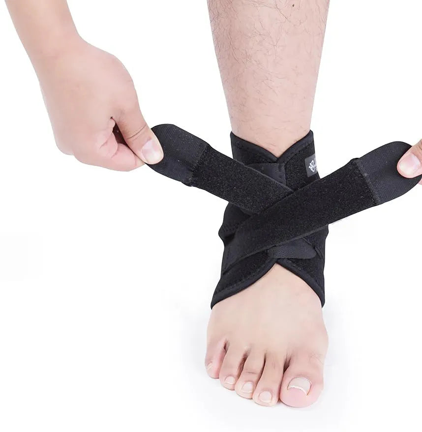 Black sports ankle support protective gear for basketball, football and running activities