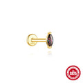 S925 sterling silver flat head thread earrings with rainbow stone in geometric shape