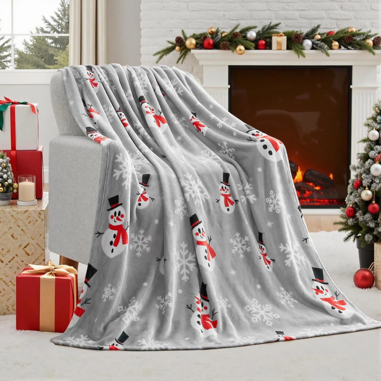 Soft flannel Christmas throw blanket in a choice of colours, folded to show texture.